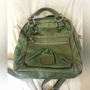 Fossil Women's Olive Green Genuine Leather backpack purse